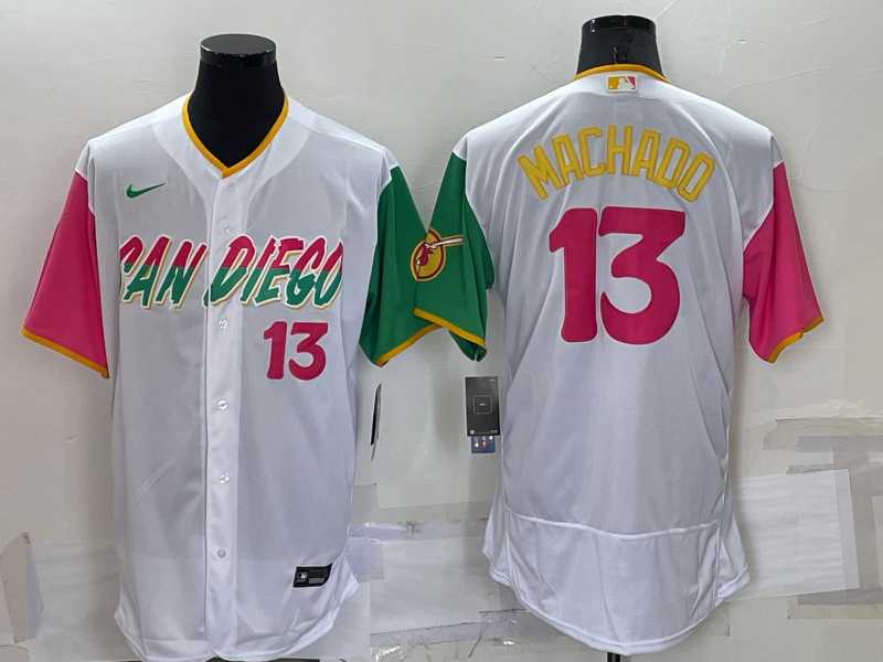 Padres 13 Manny Machado White Nike 2022 City Connect Flexbase Jersey,We sell and wholesale Padres 13 Manny Machado White Nike 2022 City Connect Flexbase Jersey on line form chian!